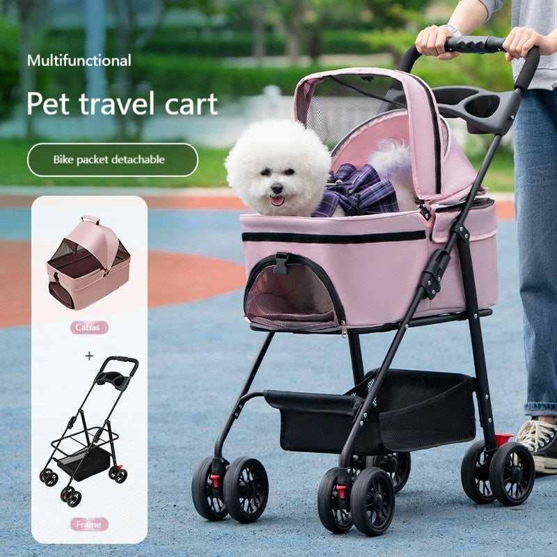 Pet Cat And Dog Cart Portable Foldable Trolley