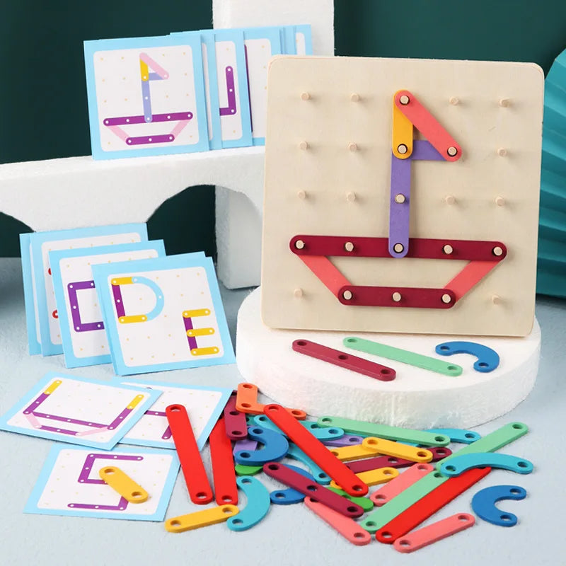 Graphics Geometric Pegboard Puzzle Educational Toy