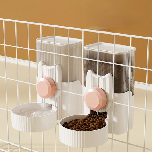 PawsPalace Smart Feeder: Automatic Pet Food and Water Dispenser with Hanging Bowls