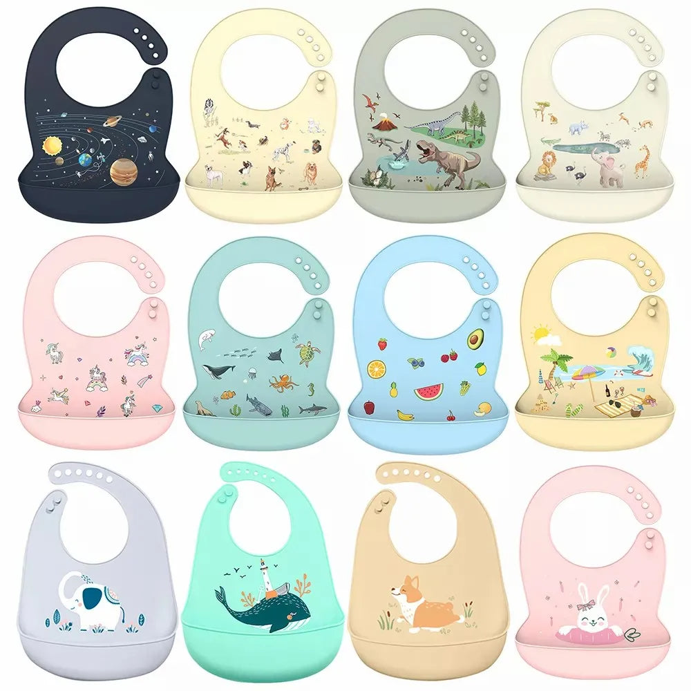 Cartoon Silicone Baby Bibs - Waterproof Saliva Dripping Banana Design