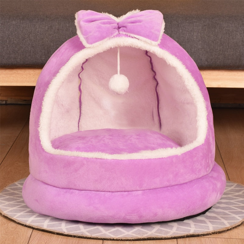 Cute Winter Cat Bed Semi-Enclosed For Cats