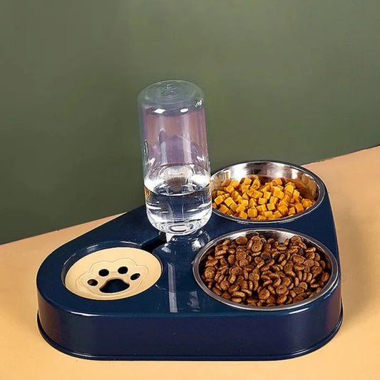 3In1 Pet Food Bowl with Automatic Drinking Feeder Bottle