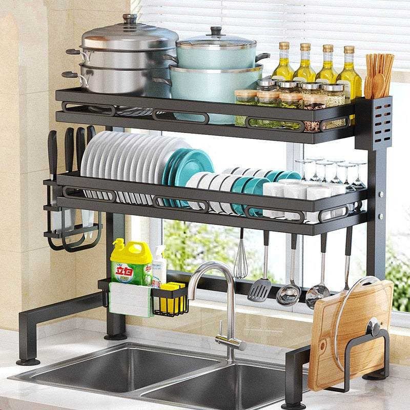 1/2 Tier Kitchen Storage  Shelf Above The Sink Dish Storage Rack Set