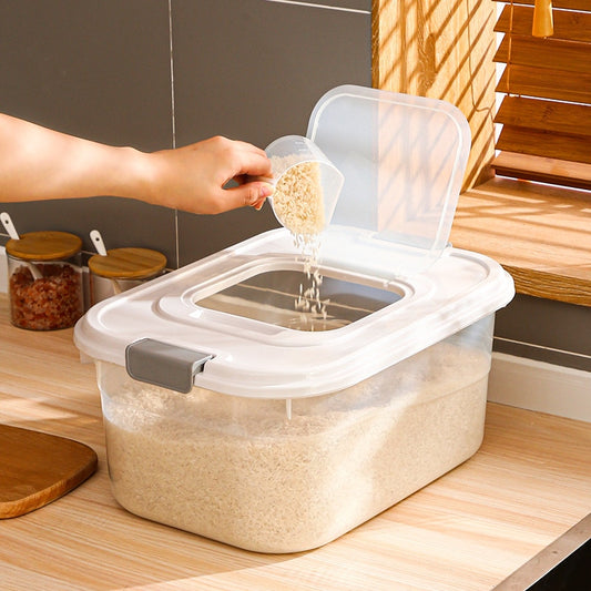 Plastic Rice Bucket Bulk Cereals Jars Grains Storage Box Case