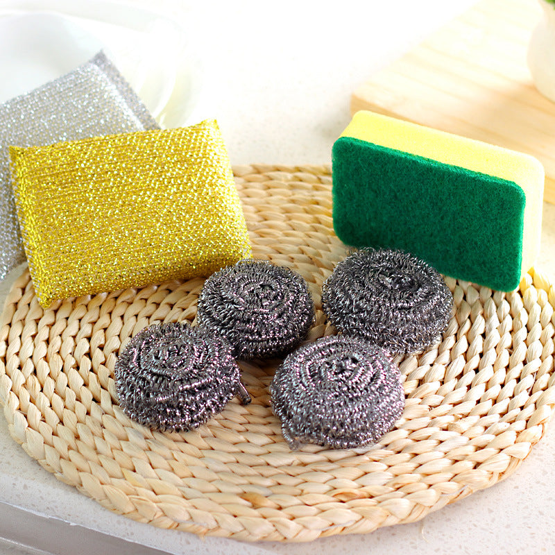 Two-Piece Kitchen Wire Cleaning Ball Nano Sponge Wipe Set