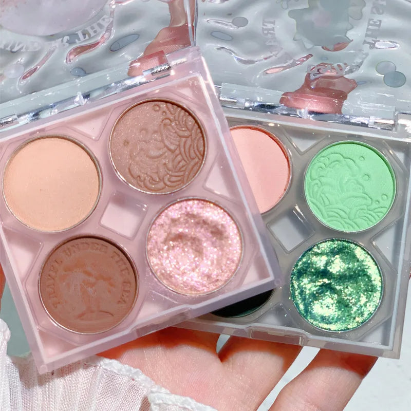 Sea Dream Super Shining Eye Shadow Palette - 4 Glittering Shades of Green