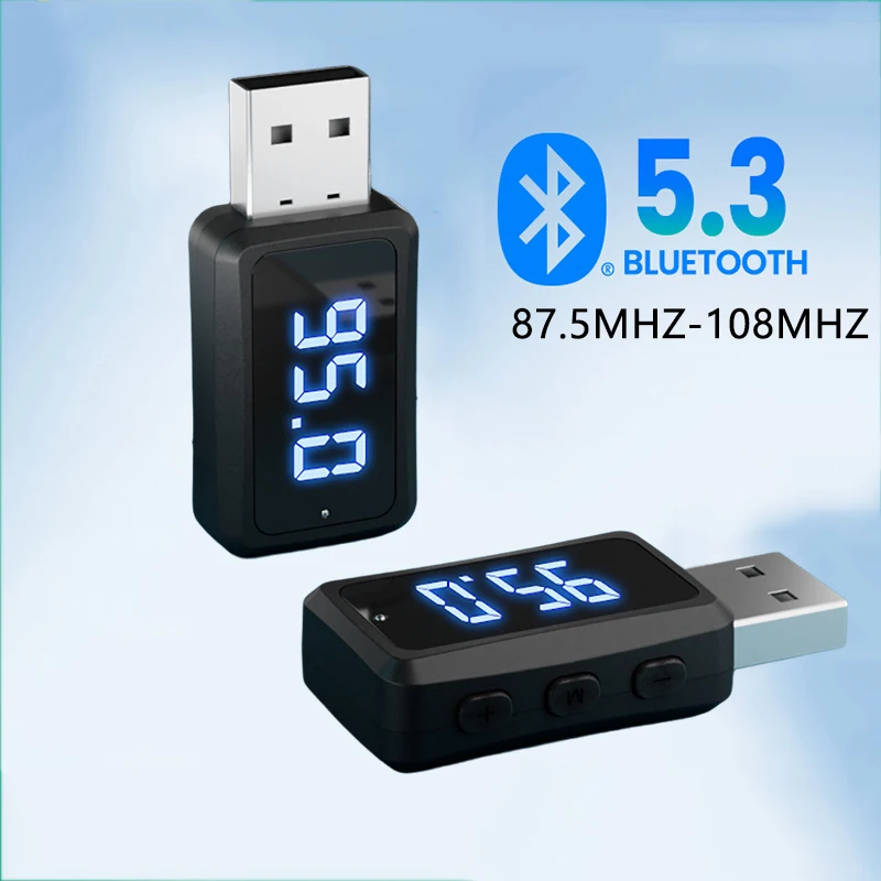 Car Bluetooth 5.3 Mini USB Transmitter Receiver with LED Display