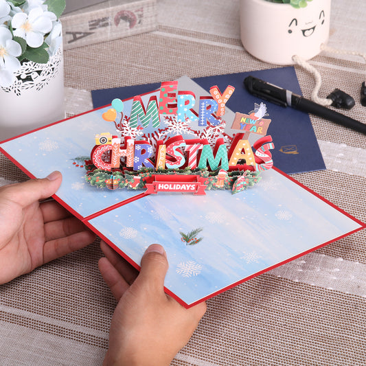 Merry Christmas Card 3D Xmas Pop Up Greeting Cards