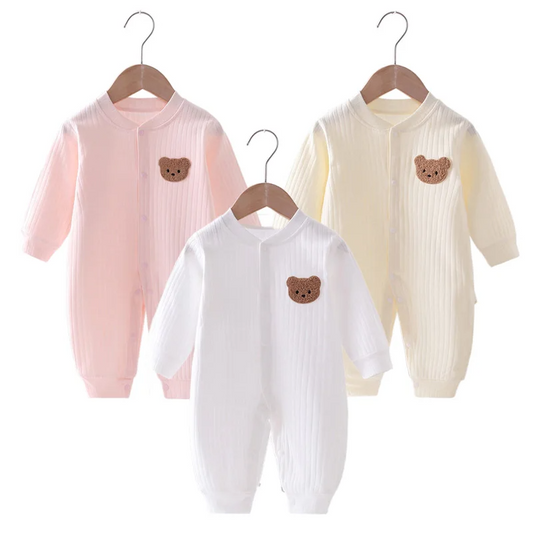 2024 Autumn Baby Romper Solid Color Bear Jumpsuit