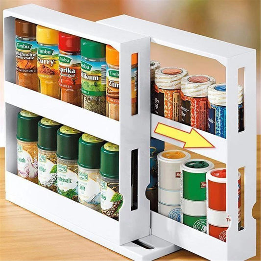 Delicate Spice Rack Double Storage Food Rack Rotating Spice