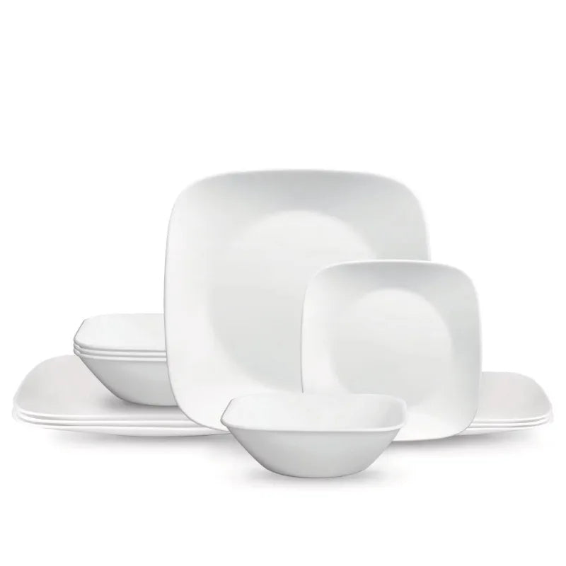 Corella Classic, Pure White Square  Dinnerware Set