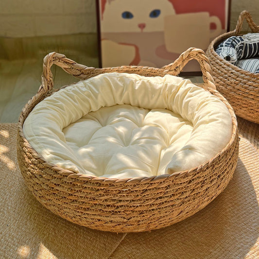 Washable Cotton and Hemp Cat Supplies Woven Bed