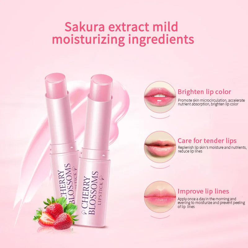 Cherry Blossom Kisses: Moisturizing Color-Change Lip Balm