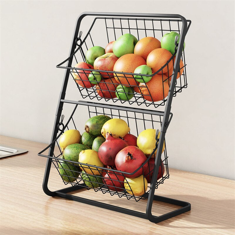 Kitchen Organizer Shelf Double Layer Seasoning Vegetables Fruits Holder