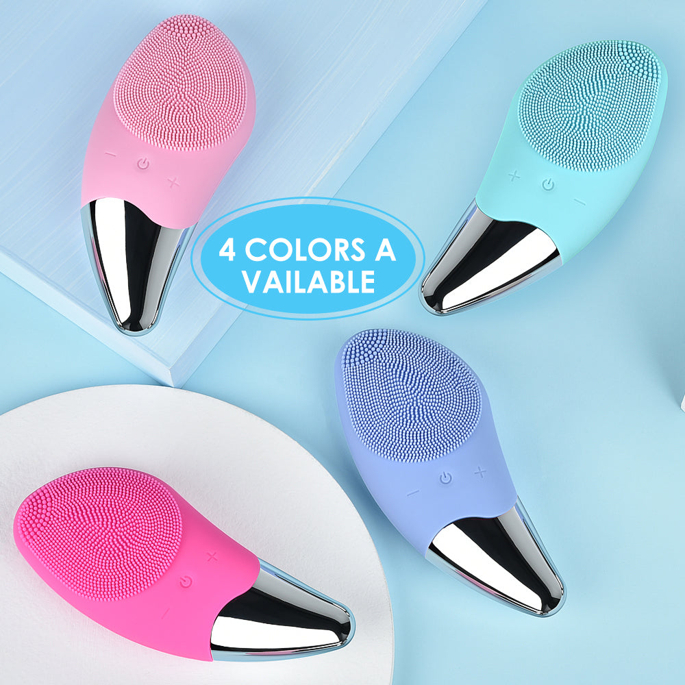 Face Cleaning Electric Sonic Vibration Silicone Facial Wash Brush