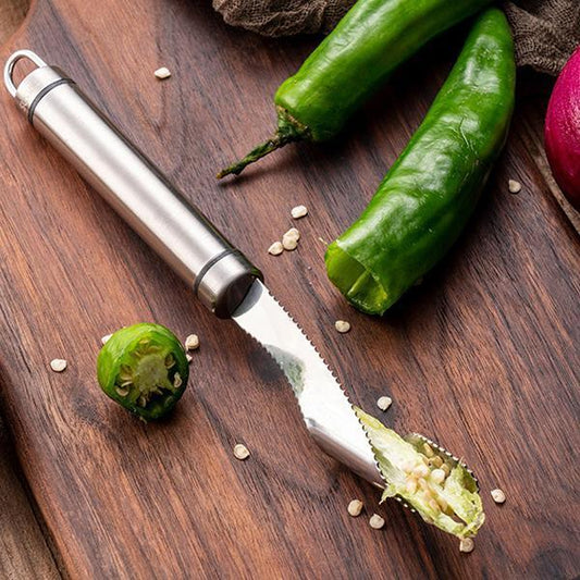 Stainless Steel Chili Corer Fruit Vegetables Peppers Seeds Remover