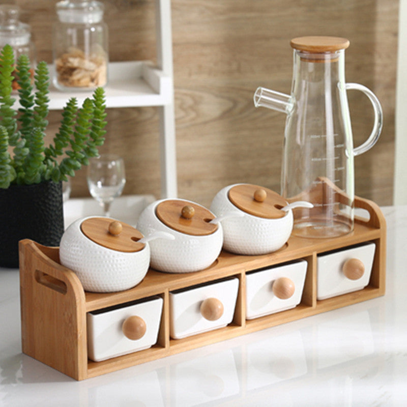 1-7pcs/Set Ceramic Seasoning Pot Set in Kitchen Accessories