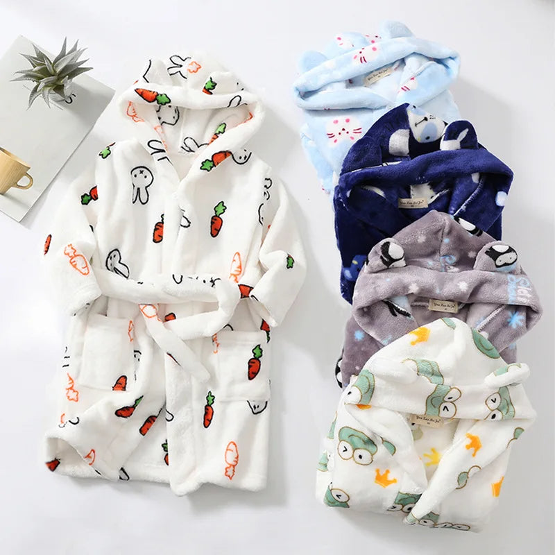 Winter Children Flannel Bath Robe