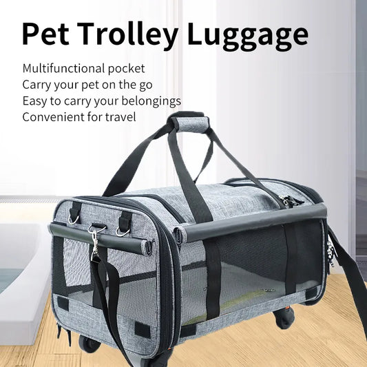 Portable Pet Trolley Luggage Pet Outdoor Carrier Bag