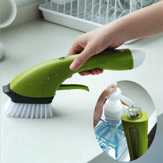 2 In 1 Bathroom Cleaning Brush Soap Dispenser Floor