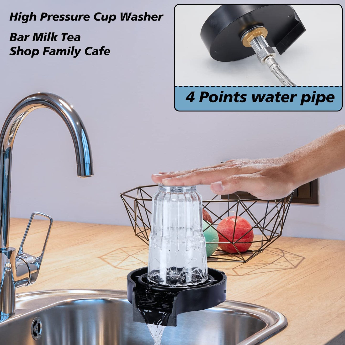 Cup Washer Kitchen Home Bar Sink Faucet Useful