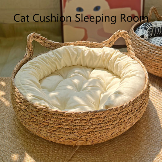 Four Seasons Cat Bed Woven Removable Upholstery Sleeping House