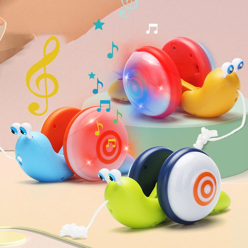 Pull String Snail Glowing Music Toy for Baby