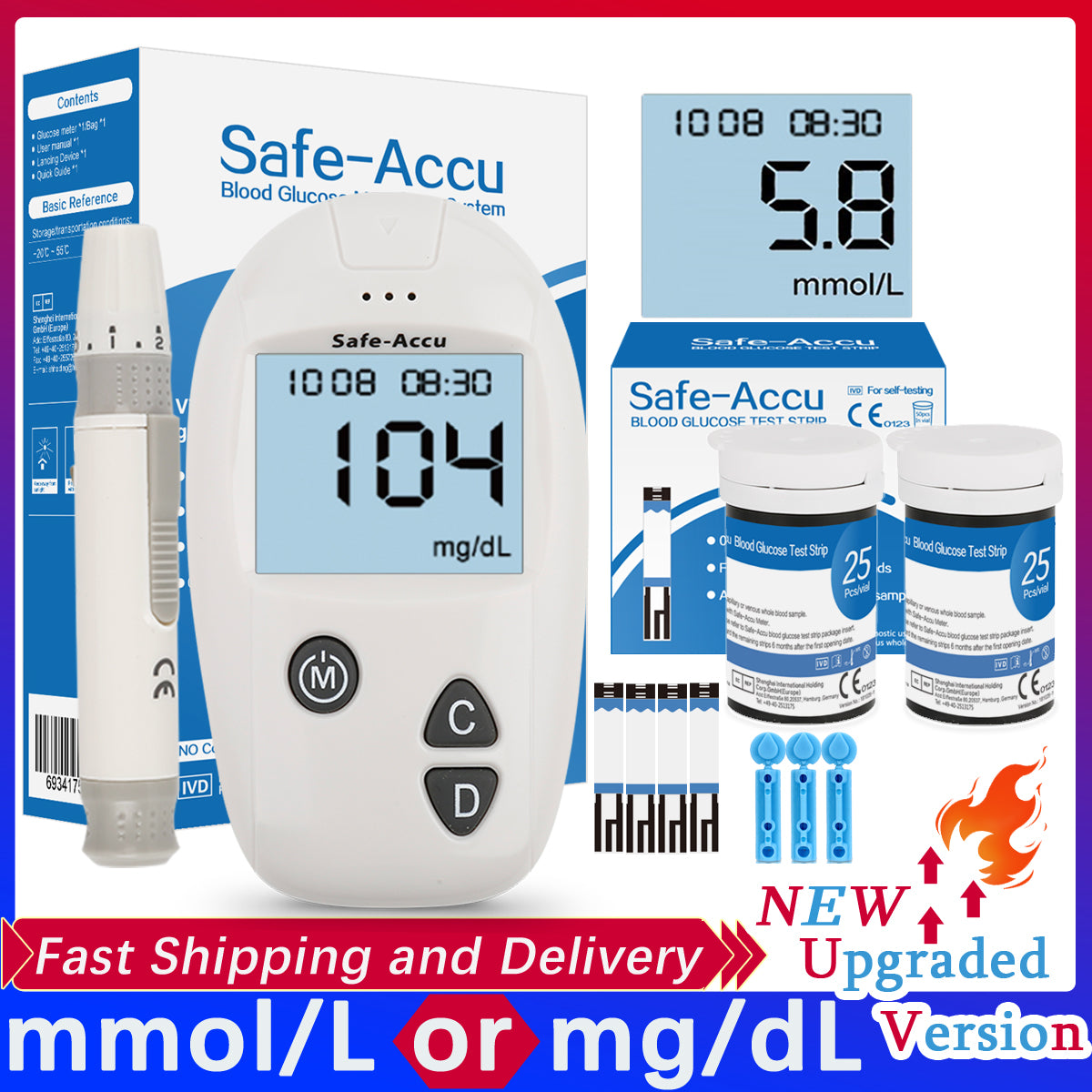 Blood Sugar Monitor Medical Diabetes Tester