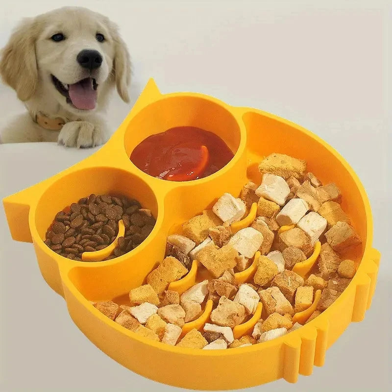 Owl Shaped Dog Food And Water Slow Feeding Bowls