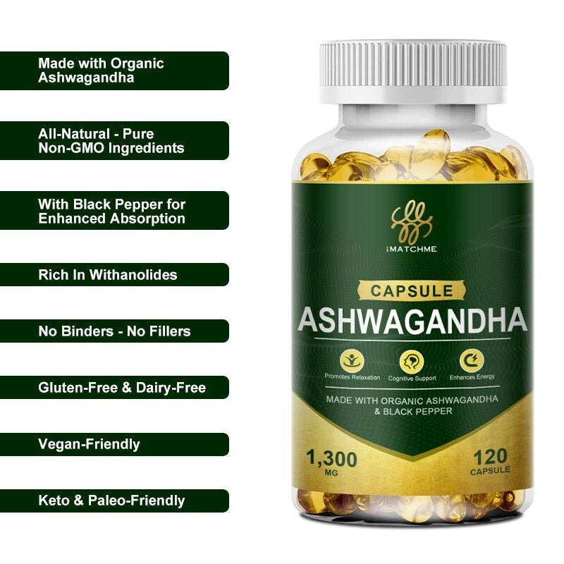 Organic Vegan Ashwagandha Capsules Brain & Memory Health