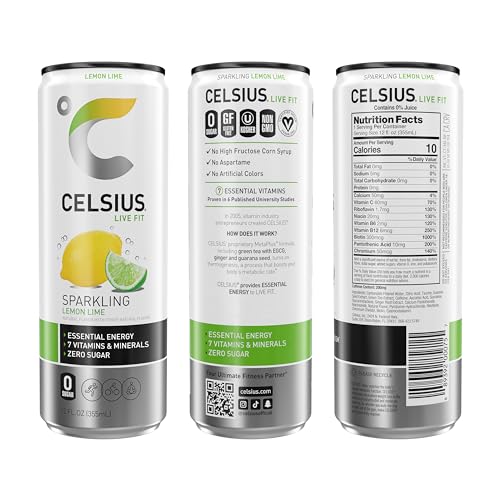 CELSIUS Sparkling Lemon Lime, Energy Drink, 12 Fl Oz