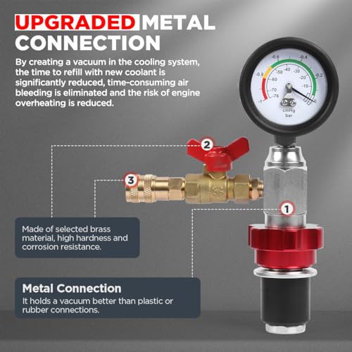 Universal Coolant Vacuum Filler Tool with 5 Adapters