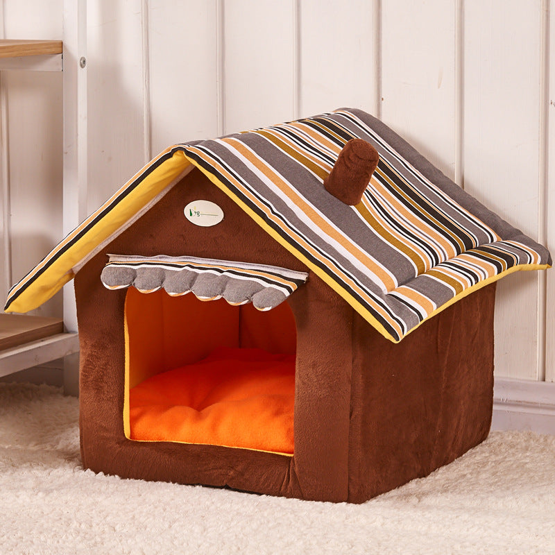 Soft Indoor Pet Dog House & Removable Cover Mat