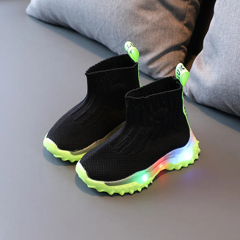 Children's Soft Bottom Lighted Sneakers Led Sock Boots