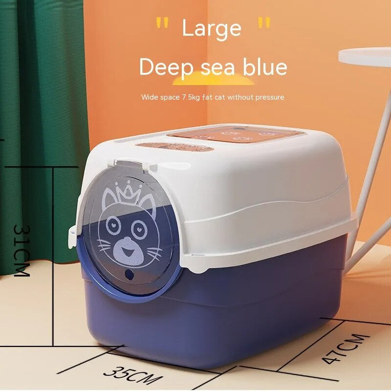 Fully Enclosed Litter Box Splash-Proof Pet Potty Toilet Tray