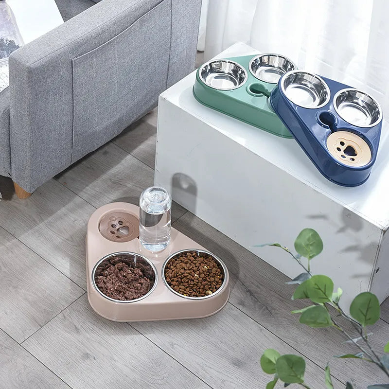 3In1 Pet Food Feeder Bowl with Automatic Drinking Bottle