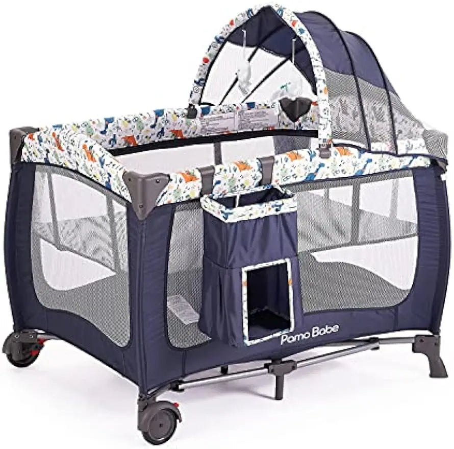 Portable Baby Nursery Center Play Yard with Wheels