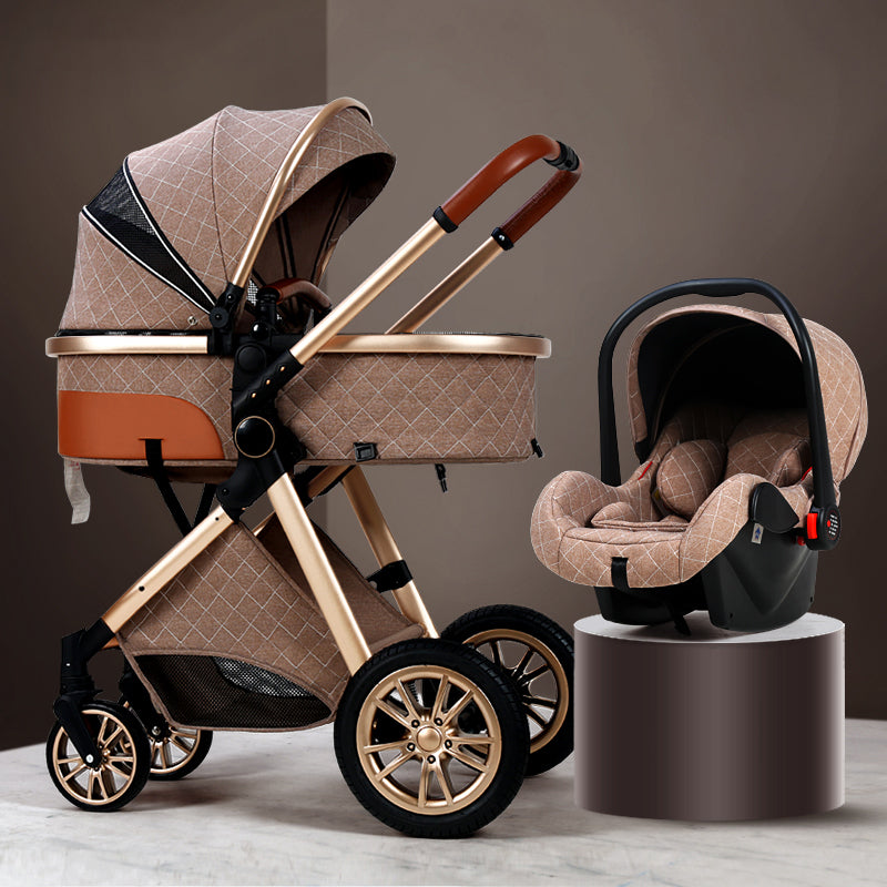 Luxury Baby Stroller with 3 in 1 High Landscape Baby Cart Can Sit