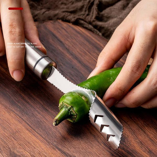 Stainless Steel Chili Corer Fruit Vegetables Peppers Seeds Remover