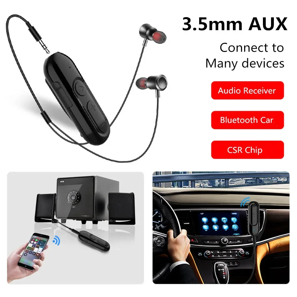 28H Bluetooth 5.0 Receiver with Earphone Microphone 3.5mm Jack