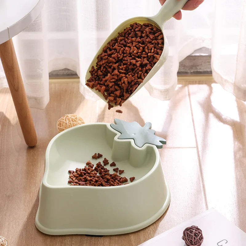 Anti Slip Pets Feeder Peach Shape Plastic Single Bowls