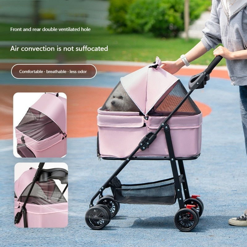 Pet Cat And Dog Cart Portable Foldable Trolley