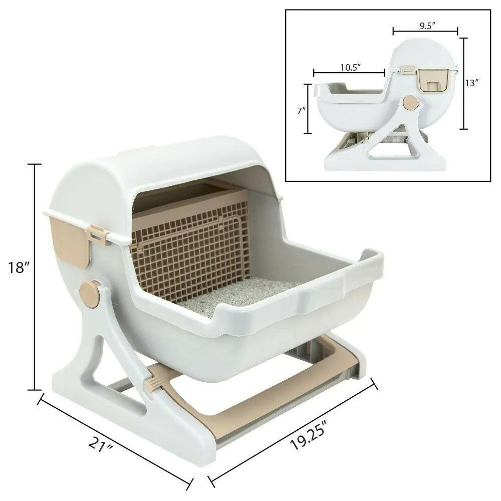 Luxury Cat Toiletraining Kit Pet Semi-Automatic Sandbox