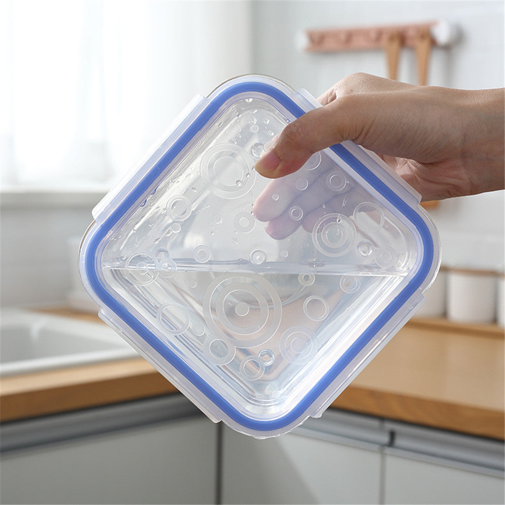 Creative Glass Lunch Box Round Rectangle Transparent Blue