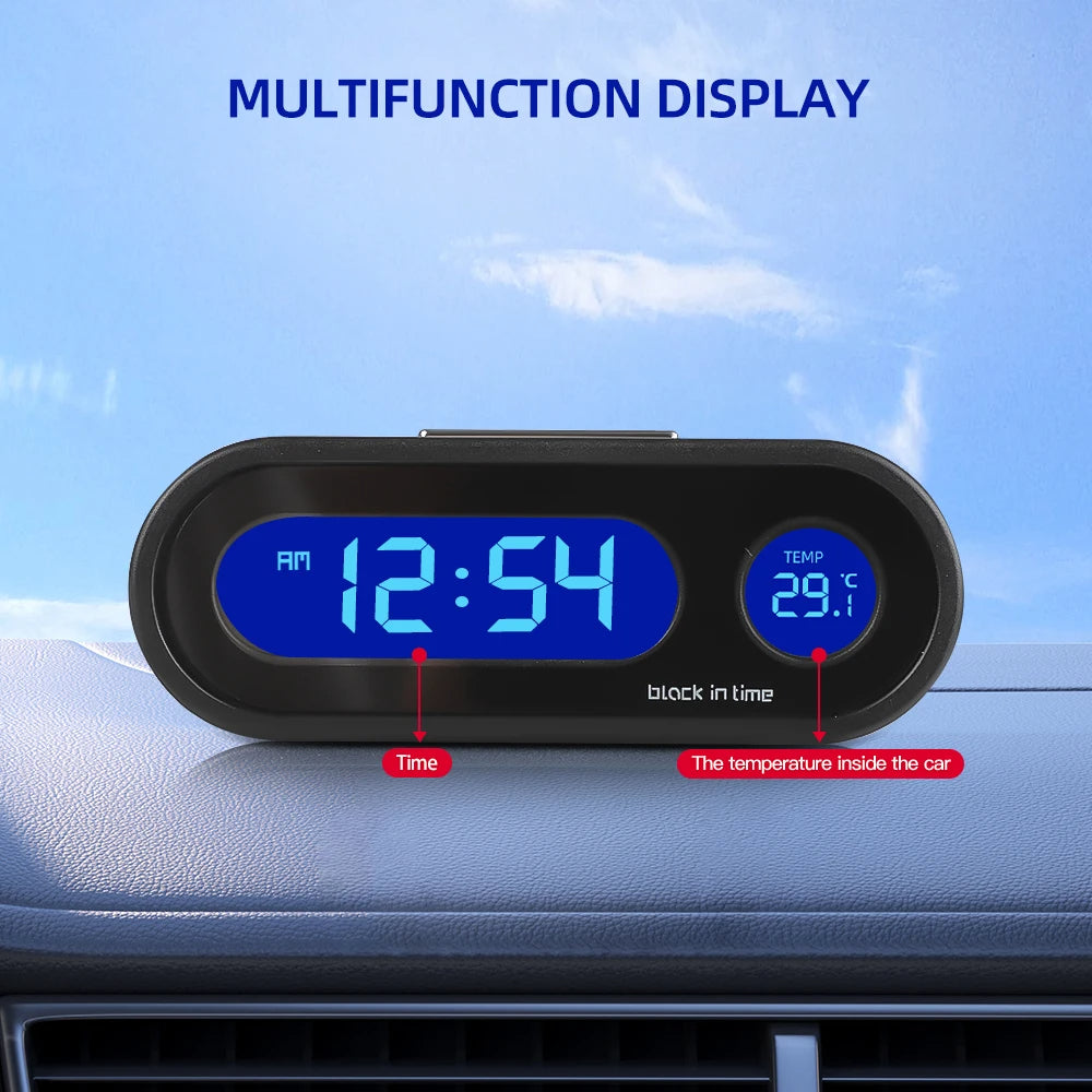 AutoTime Mini Electronic Car Clock with Luminous Display