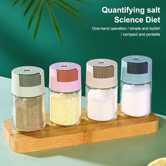 Quantitative Push Tipo Salt Shaker, Ferramenta Jar Tempero Salt