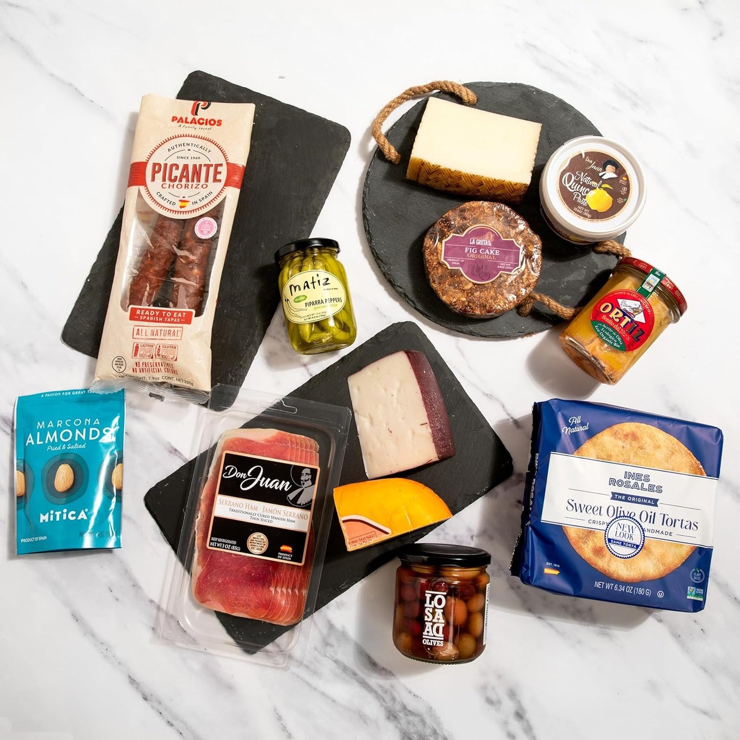 Gourmet Assortment of Cheese, Chorizo, Tuna and more