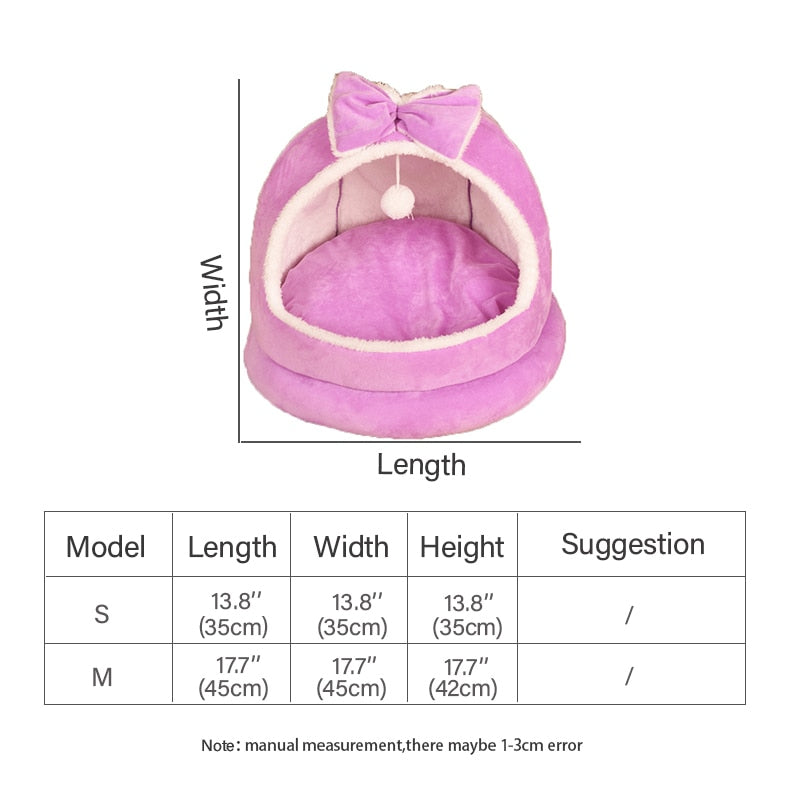 Cute Winter Cat Bed Semi-Enclosed For Cats