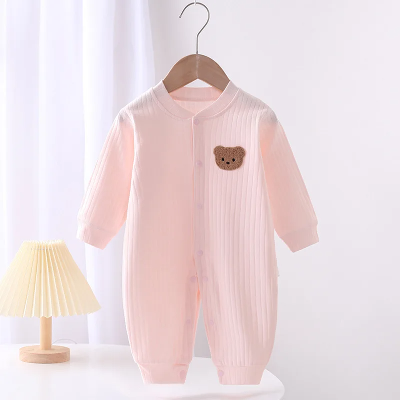 2024 Autumn Baby Romper Solid Color Bear Jumpsuit