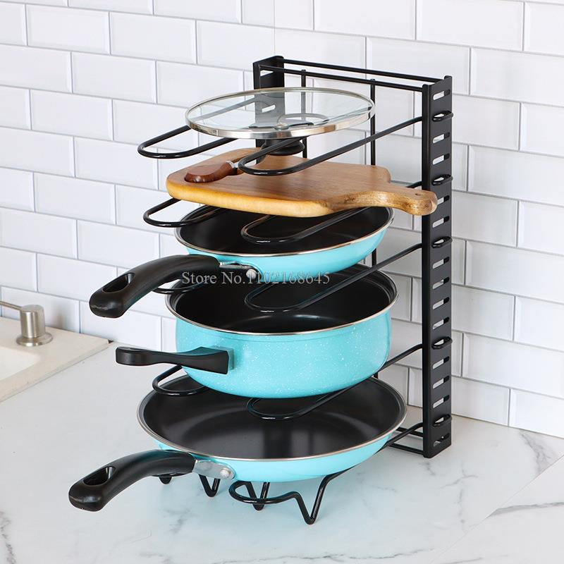 8 Tiers Pan Pot Rack Kitchen Organizer Sink Rack Pan Holder